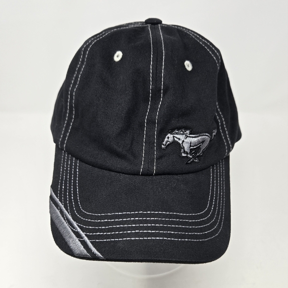 FORD MUSTANG BLACK 100% COTTON BASEBALL HAT CAP FAST CARS AUTO UNISEX OS PONY - Picture 1 of 12